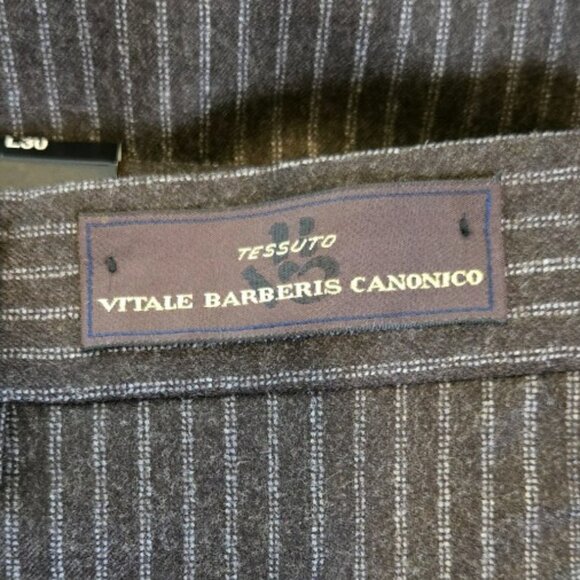 David Bishop NWT W34 X L30 Men's Black Pinstripe Dress Pants Made in Italy - Picture 6 of 14